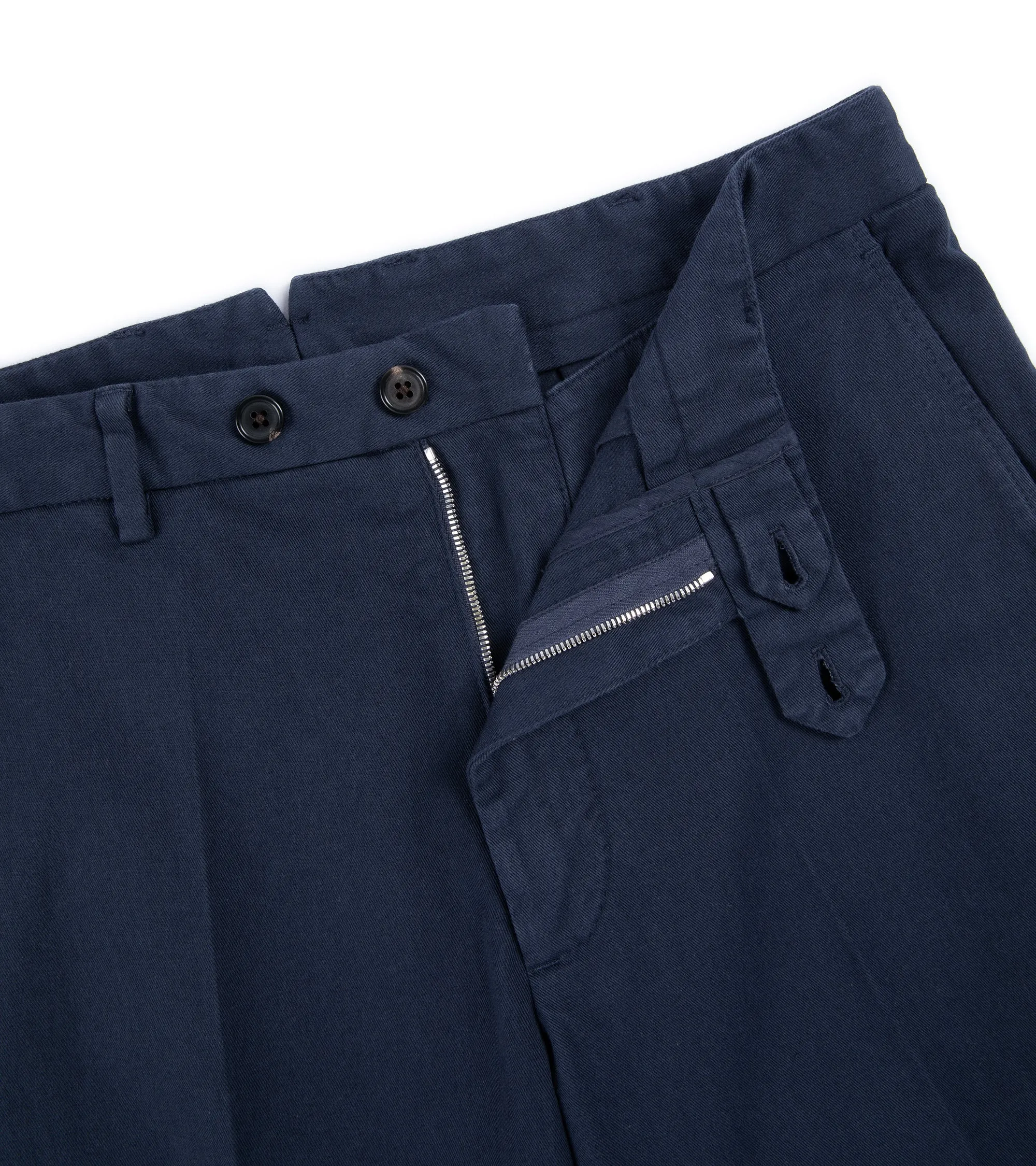 Trunk Palmer Flat Front Cotton Twill Trousers: Light Navy