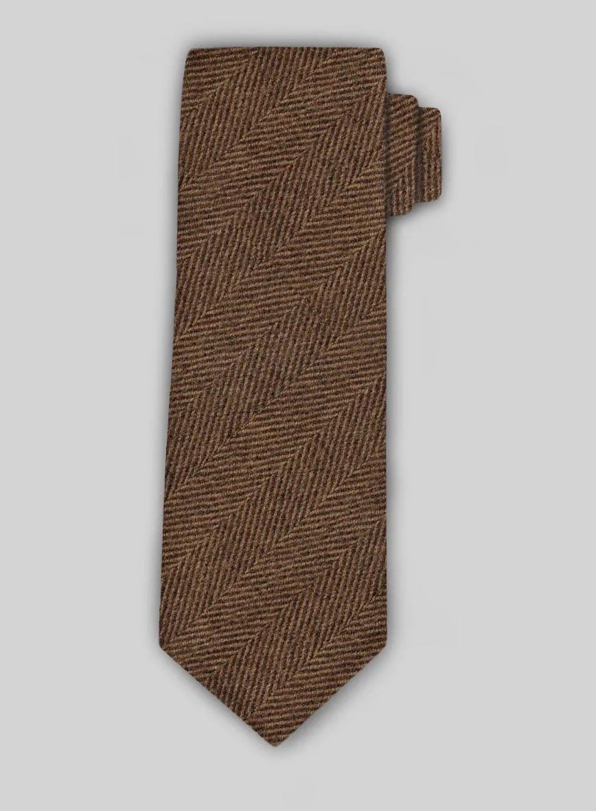 Tweed Tie - Naples Wide Herringbone Tan Tweed