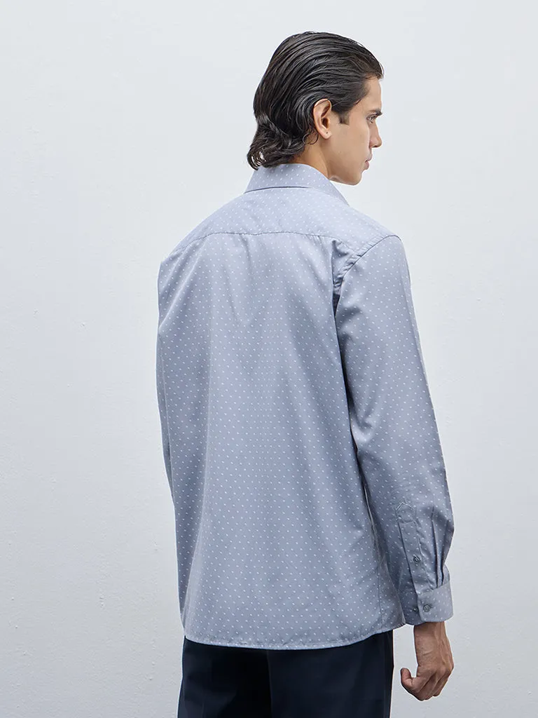 WES Formals Grey Printed Relaxed-Fit Shirt