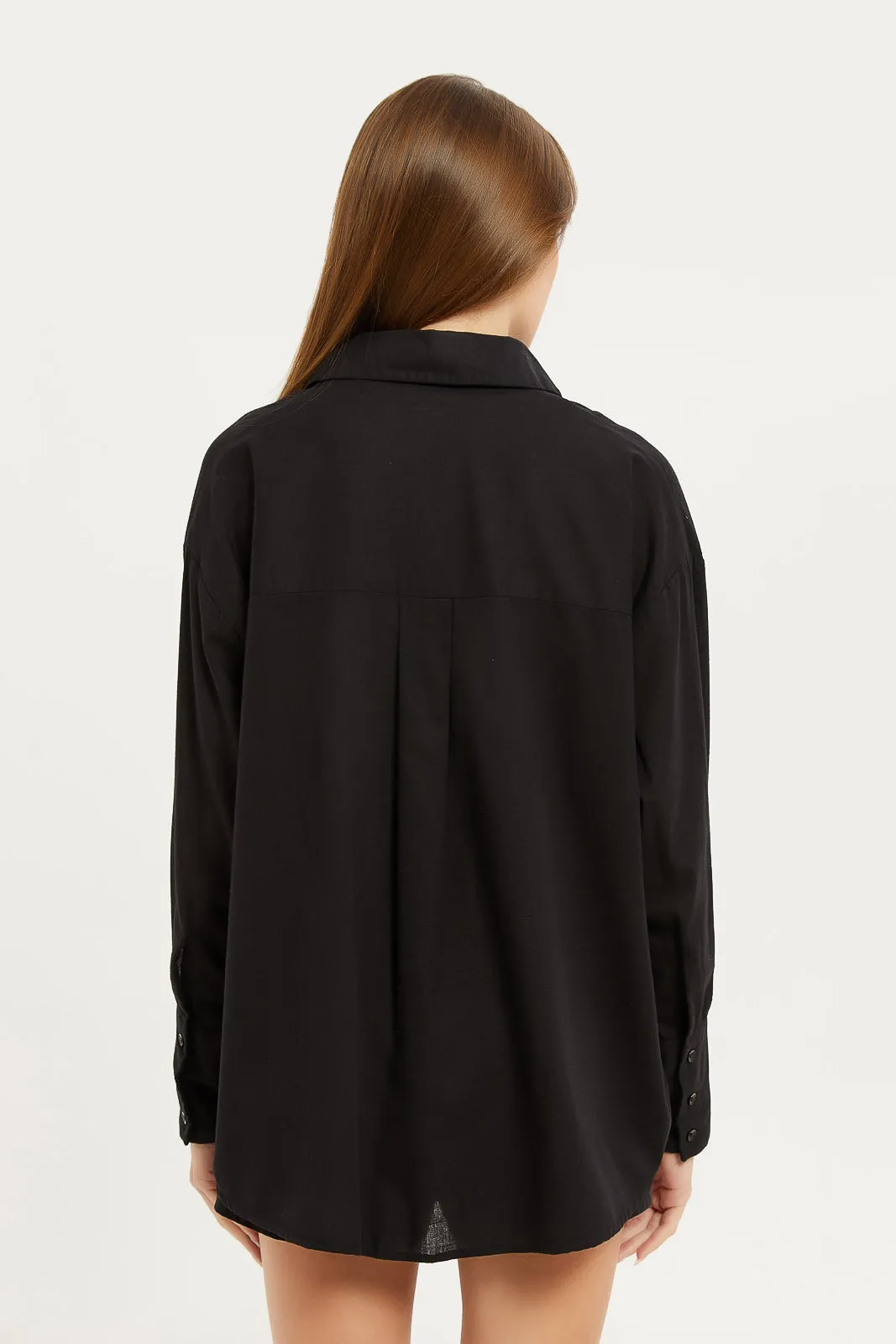 Women Black Collared Shirt