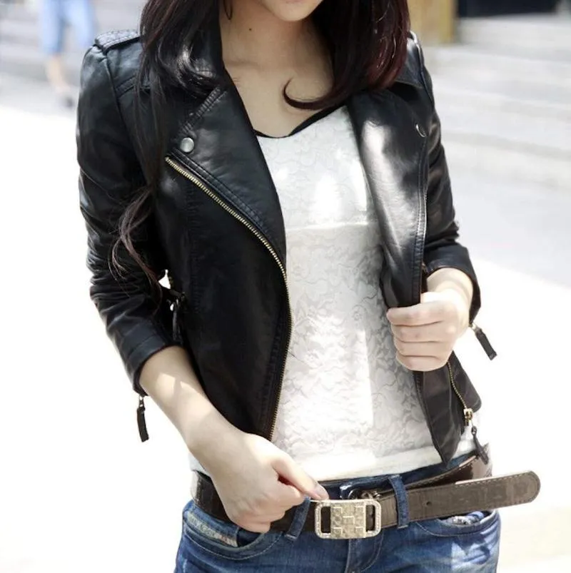 Women's Cropped Vegan Leather Jacket